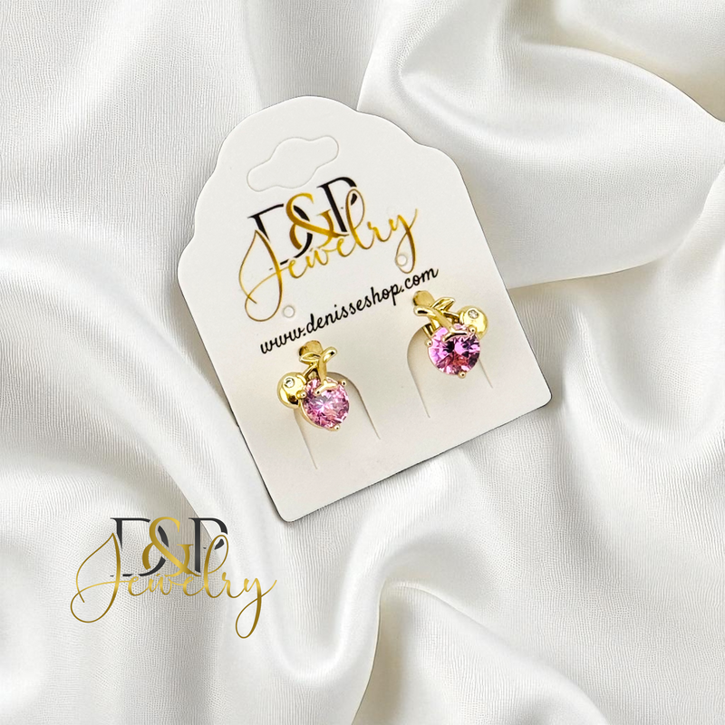 14K PINK CHERRY HOOP EARRING HP863