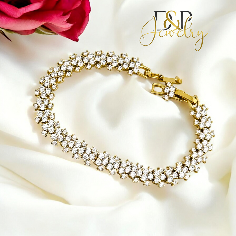14K WHITE STONE ELEGANT BRACELET BR748