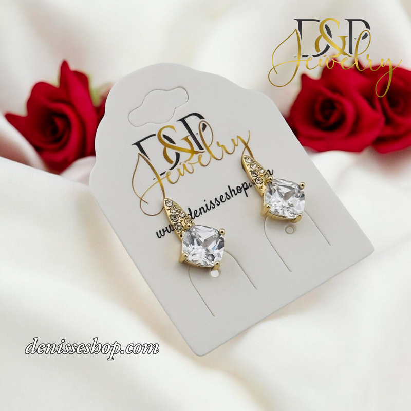 14K WHITE STONE EARRING E821