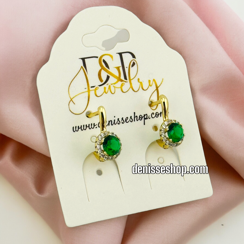 14K GREEN STONE HUGGIES E541