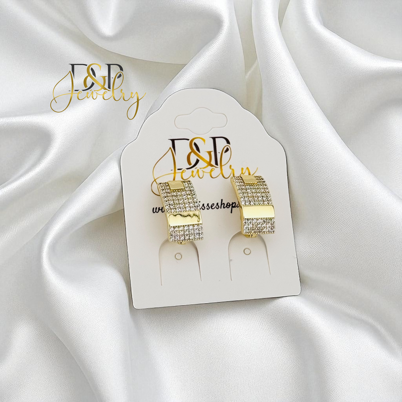 14K GOLD/FANCY BLING HUGGIE EARRING E1007