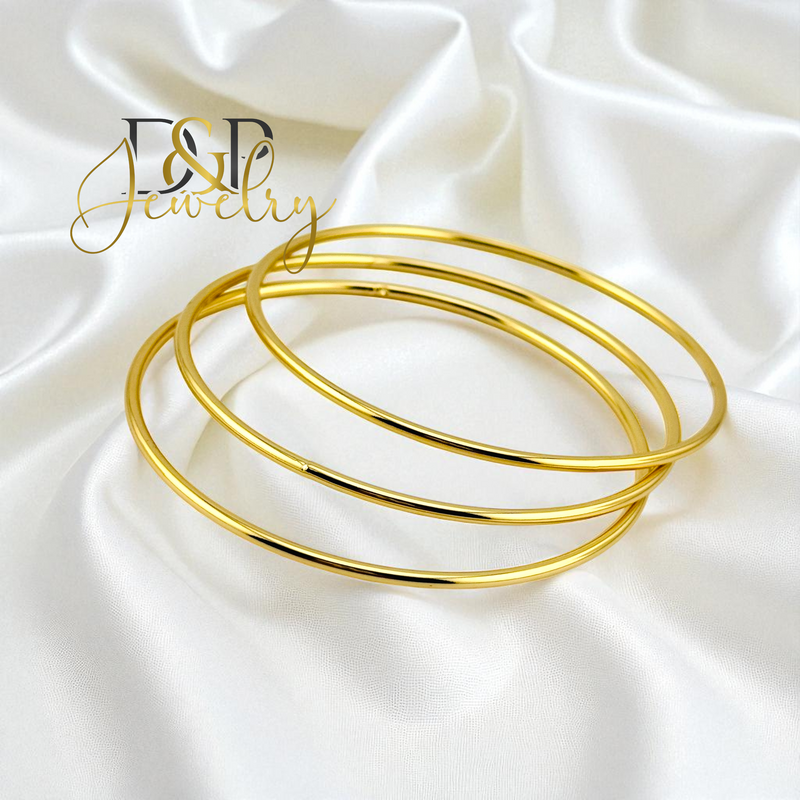 14K GOLD/BANGLE TRIPLE SET BRACELET BR808