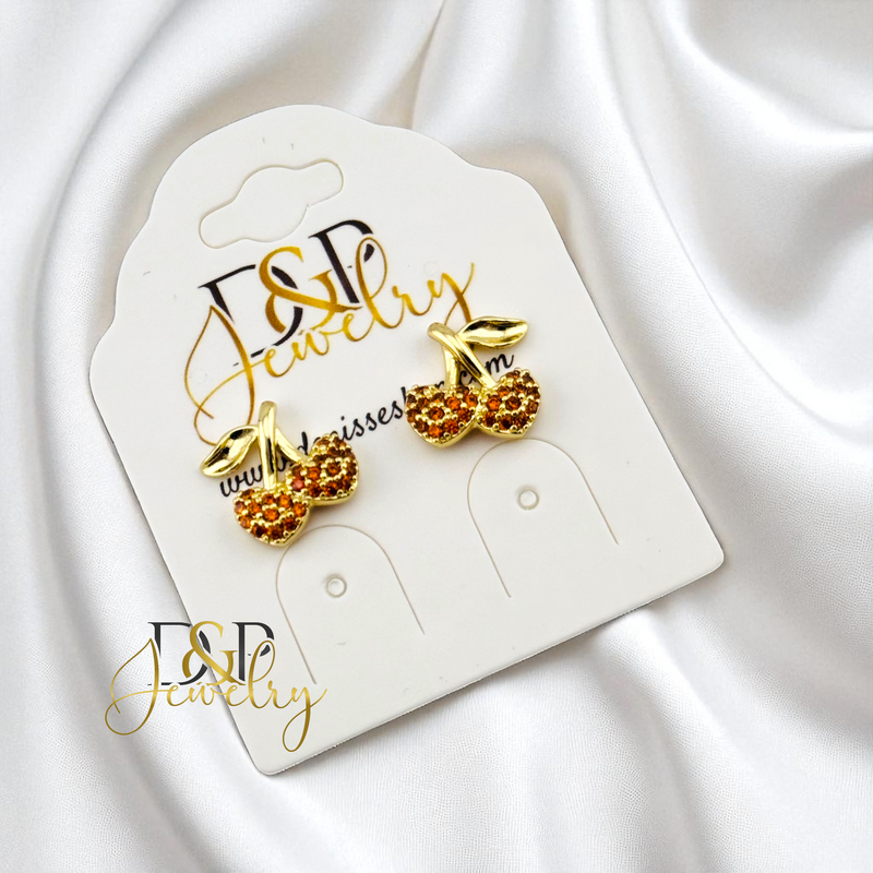 14K GOLD/CUTE CHERRY STUD EARRING E1004