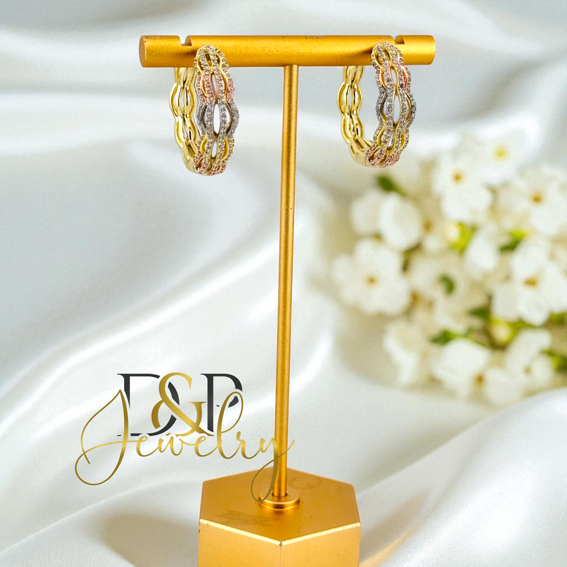 14K FASHION TRICOLOR HOOP HP718