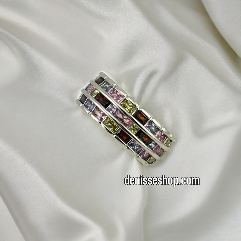 SILVER COLORFUL STONE RING RG192