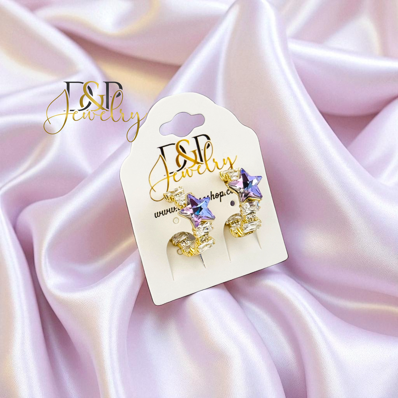 14K PURPLE STAR EARRING E920