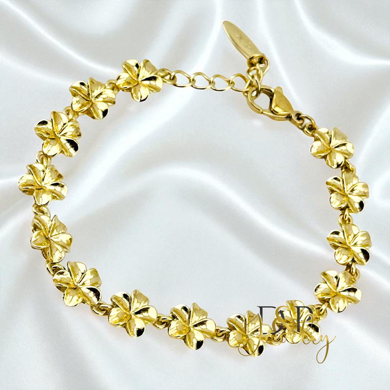 14K GOLD/FLOWERS BRACELET BR807