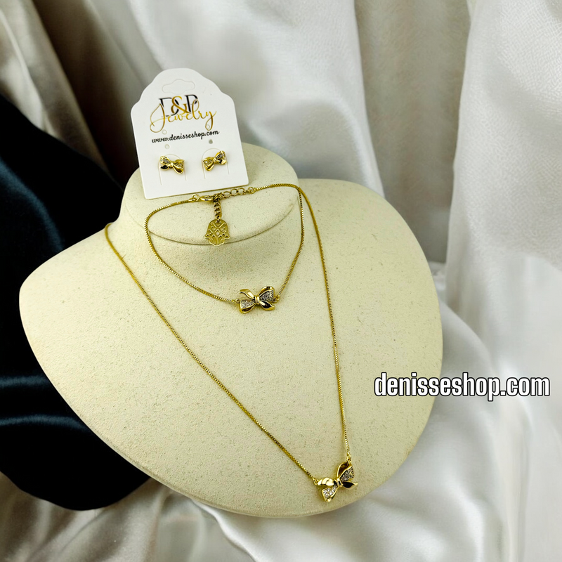 14K WOMAN/  BOW SET NECKLACE N181