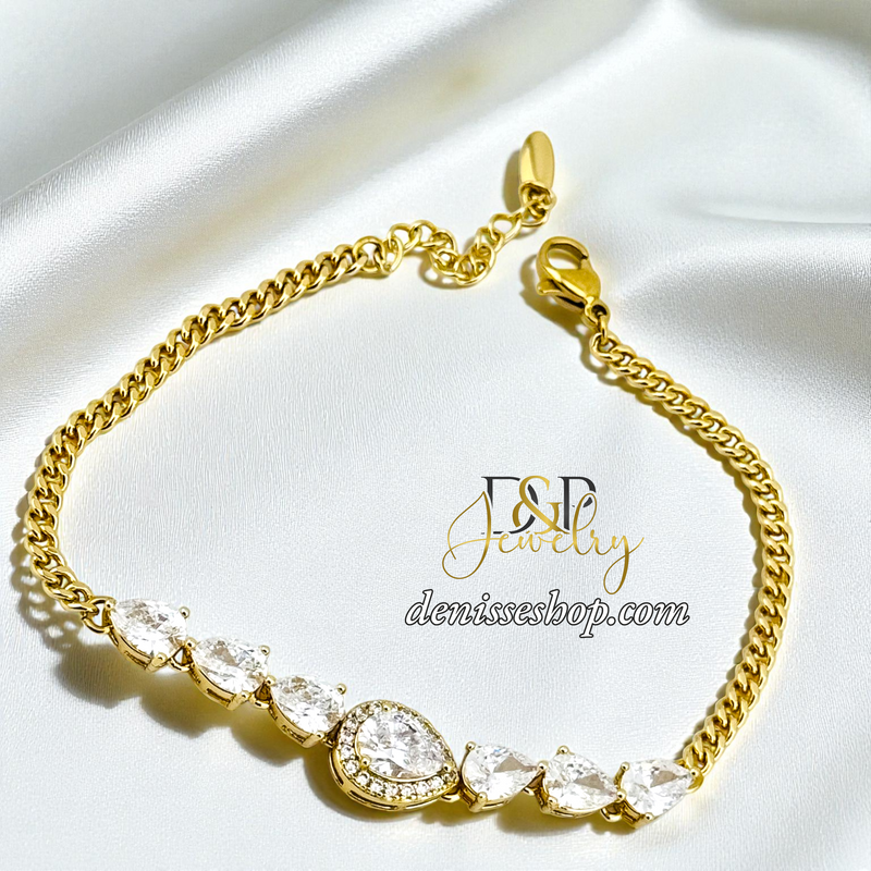 14KGOLD FANCY WHITE STONE BRACELET BR864