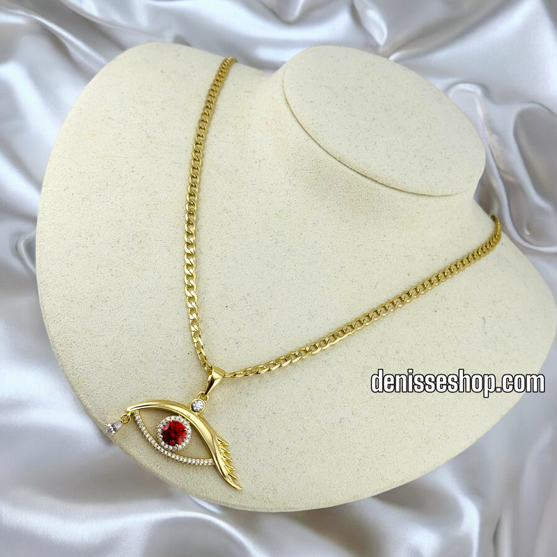 14K WOMEN / EYE WITH RED STONE PENDANT P531