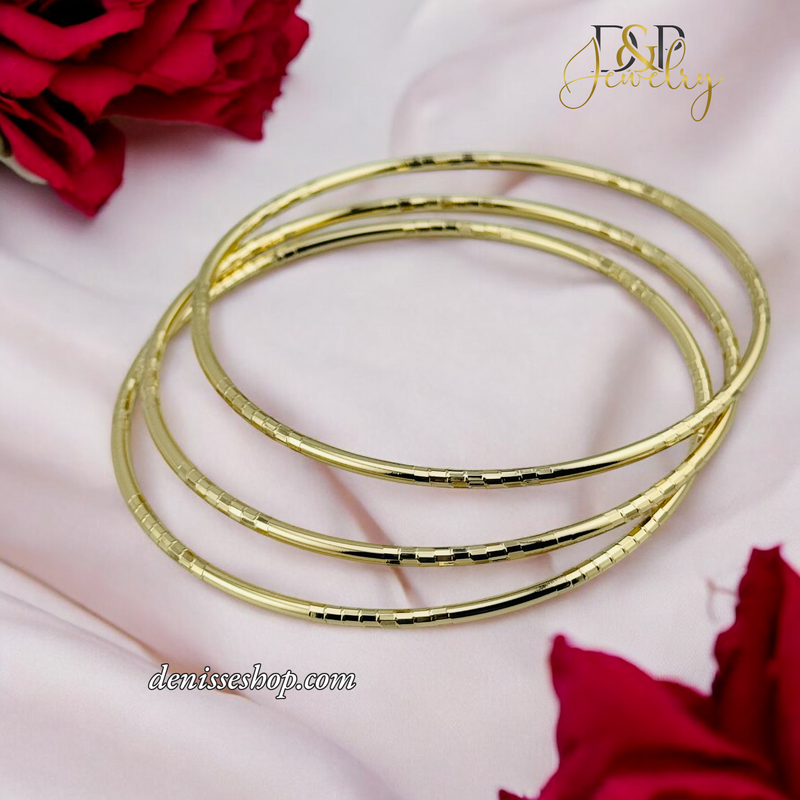 14K THREE SET MEDIUM SIZE GOLD BRACELET BR649