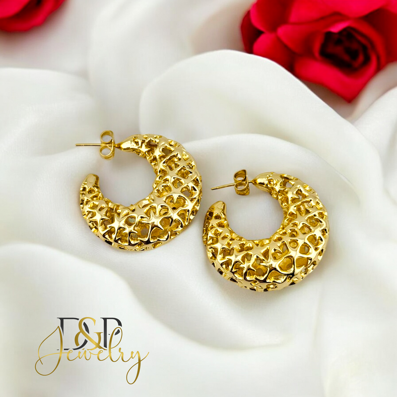 14K HALF HOOP STUD EARRING E847