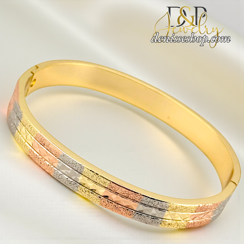 18K GOLD MULTICOLOR BANGLE BRACELET BR875