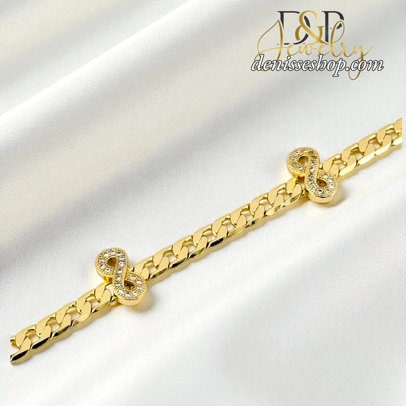 14KGOLD INFINITY SHAPE CHARM BRACELET BR868