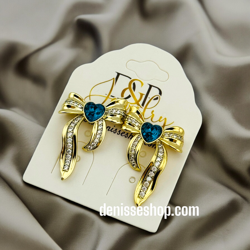 14K BOW EARRINGS COLORS E501