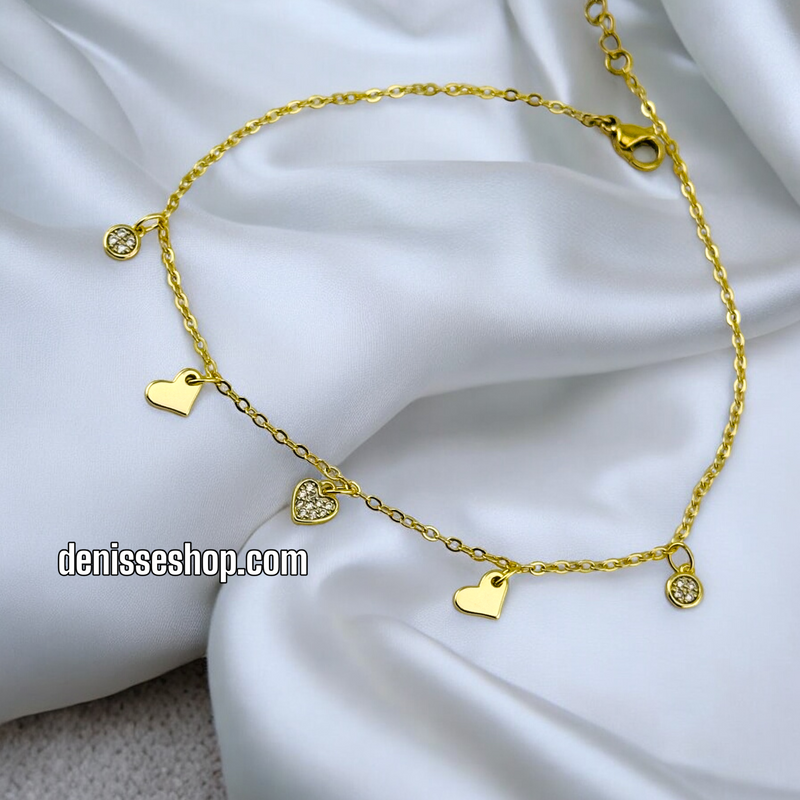 14K HEARTS ANKLET BRACELET A14