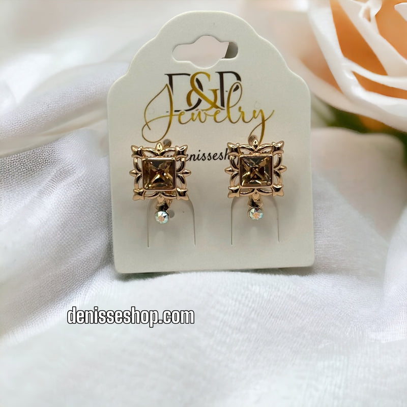 18k Brown Stone Earrings E330