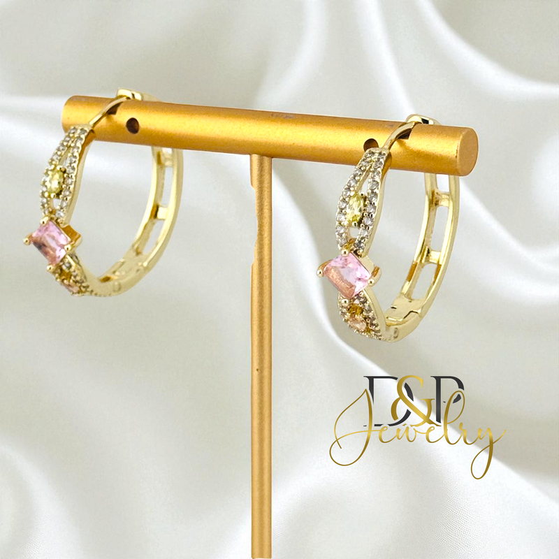14K PINK HOOP EARRING HP770