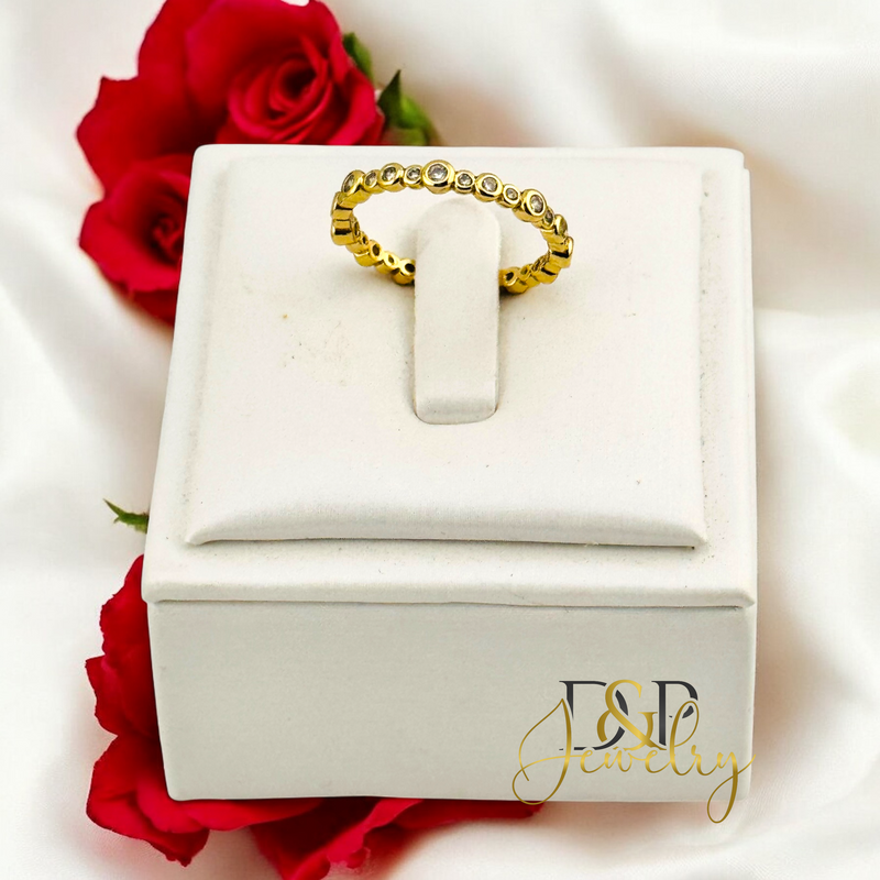 14K FILLED WHITE STONES BAND RING RG365