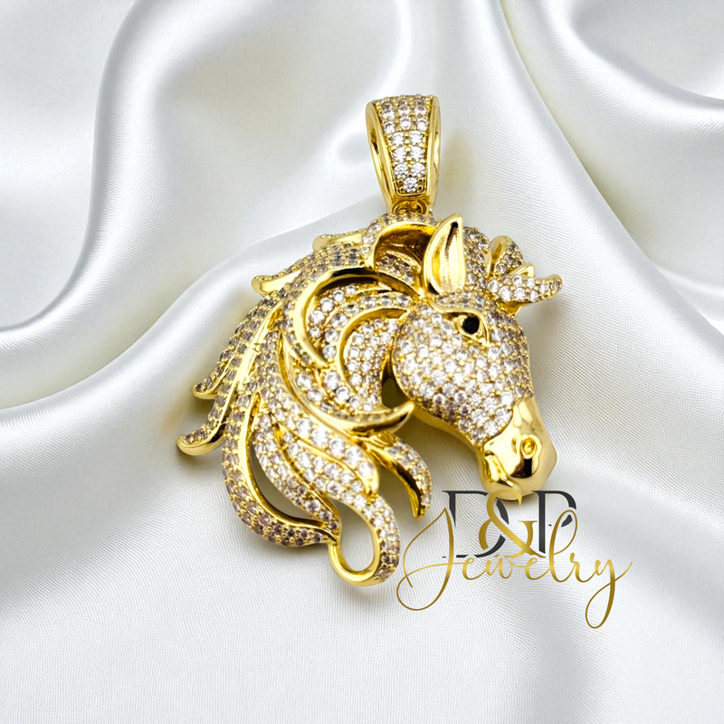 14K GOLD HORSE UNICORN PENDANT P899