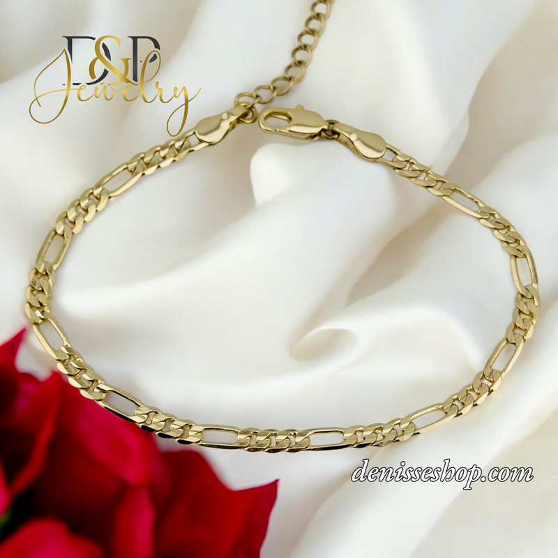 14K FIGARO 3MM BRACELET BR673