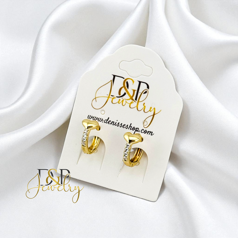 14K SMALL HEART HOOP EARRING HP844