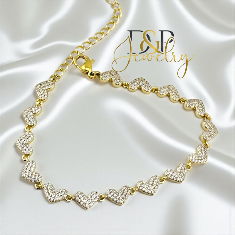 14K BLING HEARTS BRACELET BR799