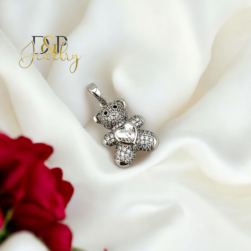 SILVER BEAR HEART PENDANT P792