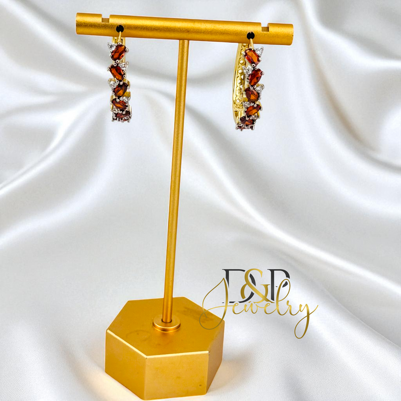 14K GOLD /COLOR STONES 3 VARIANT HOOP EARRING HP828