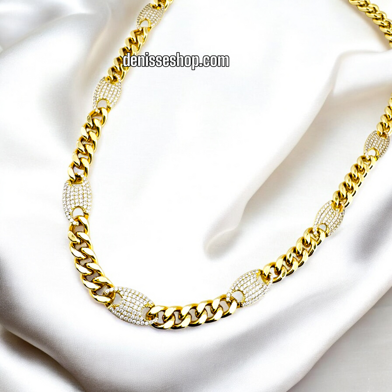 14K GOLD /BLING LINK NECKLACE N293