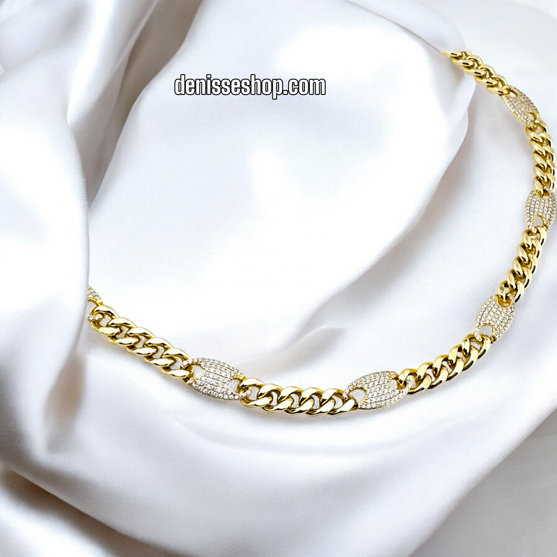 14K GOLD /BLING LINK NECKLACE N293