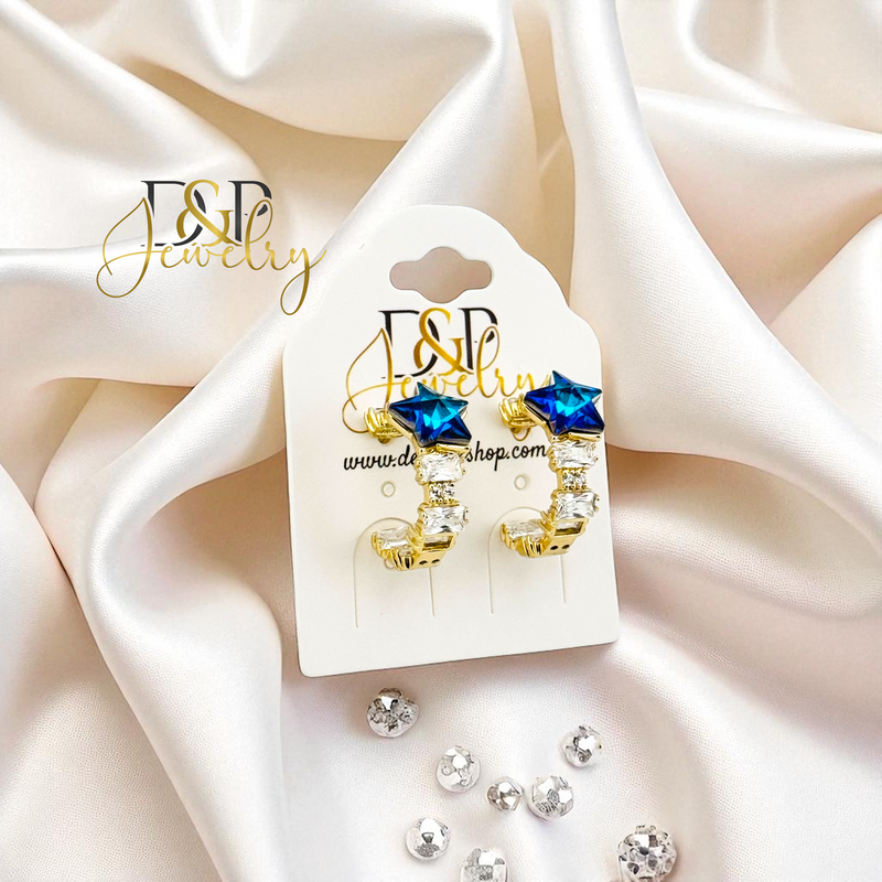 14K BLUE STAR EARRING E921