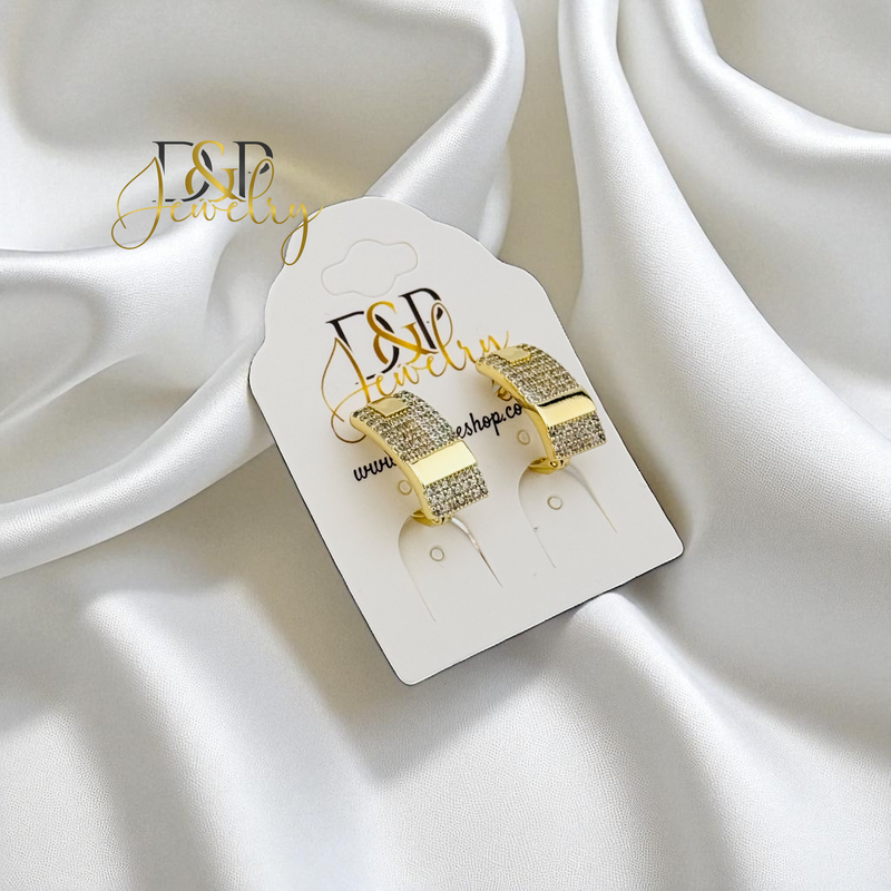 14K GOLD/FANCY BLING HUGGIE EARRING E1007