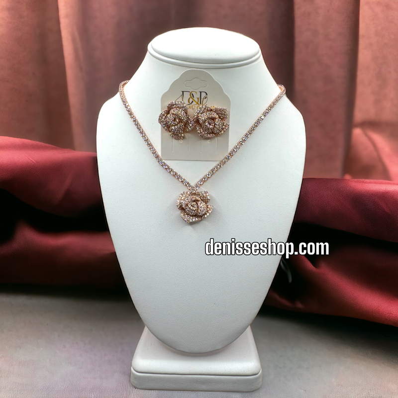 14K ROSE NECKLACE SET C1199