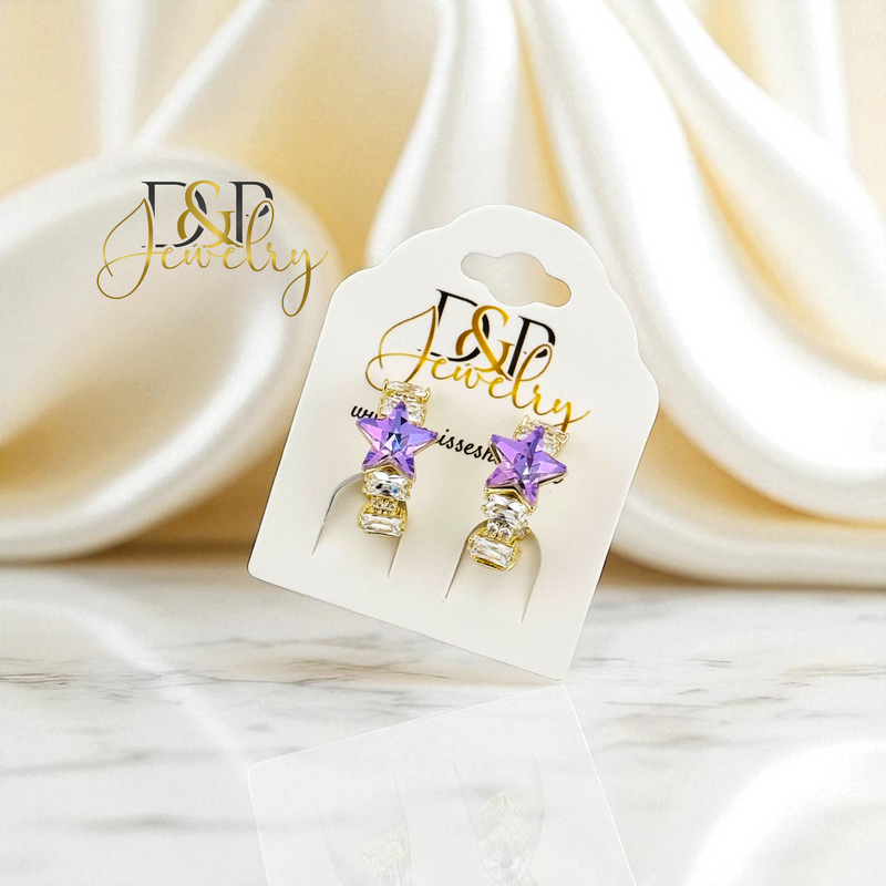 14K PURPLE STAR EARRING E920