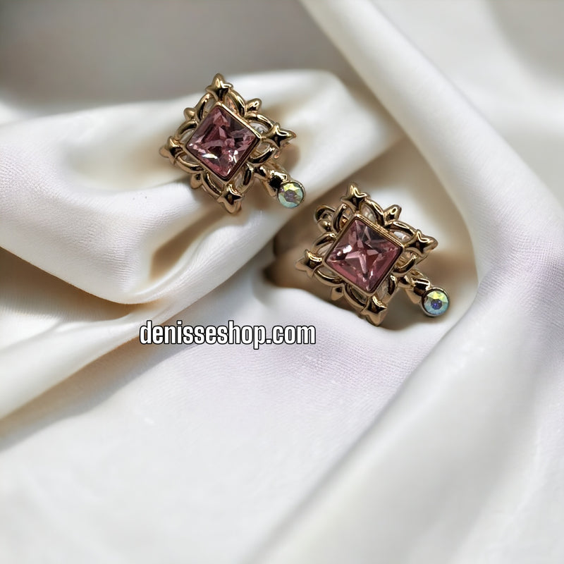 18k Pink Stone Earrings E329