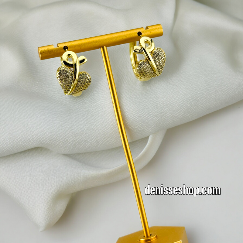 14K HEART GOLD  HOOPS HP415