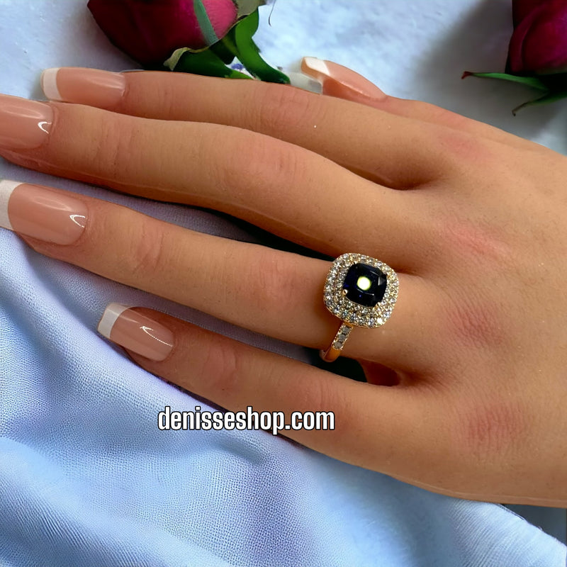 18K Dark Blue Stone Ring RG102