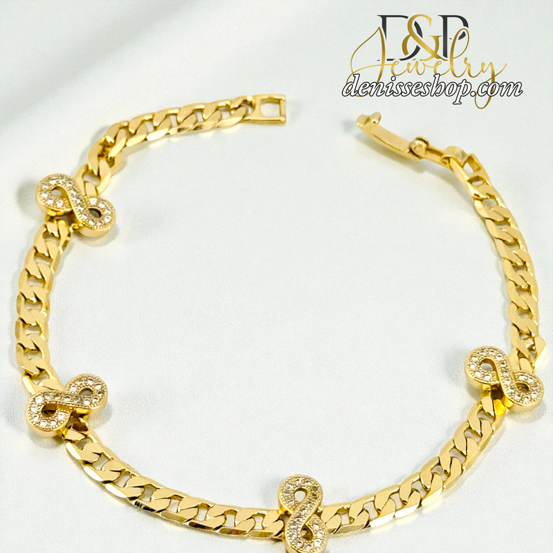 14KGOLD INFINITY SHAPE CHARM BRACELET BR868