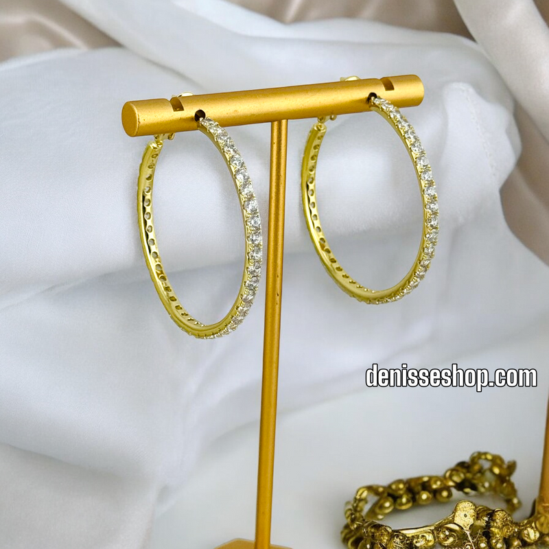 14K WOMAN/ WHITE HOOP EARRING HP565