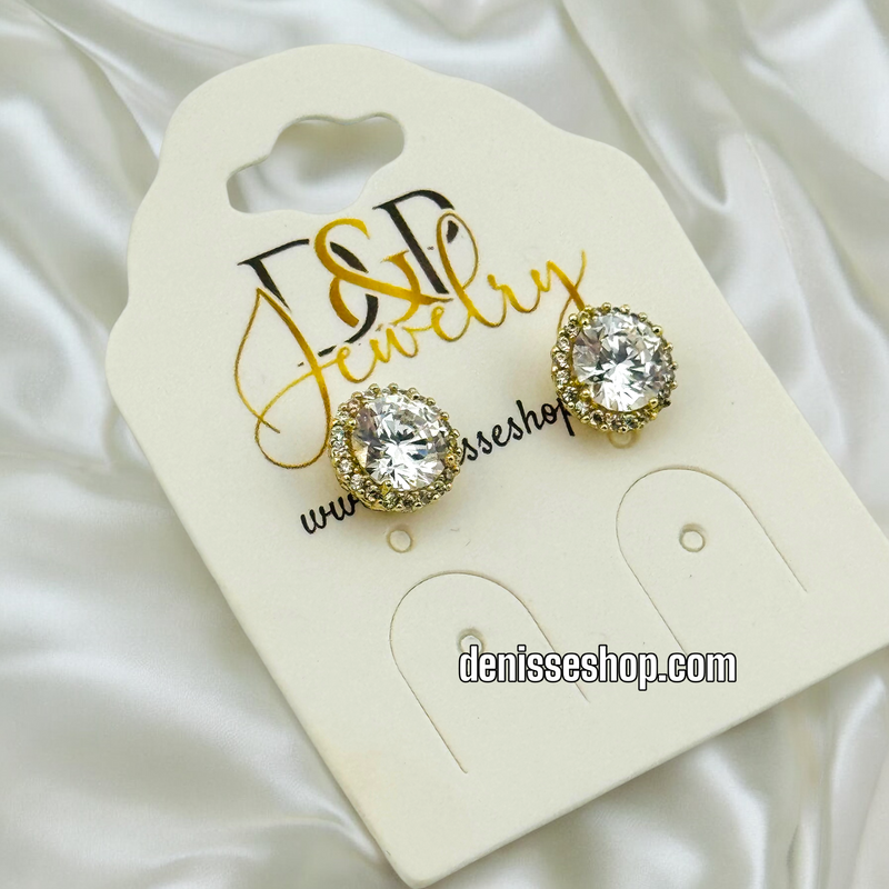 14K SMALL WHITE EARRING E581