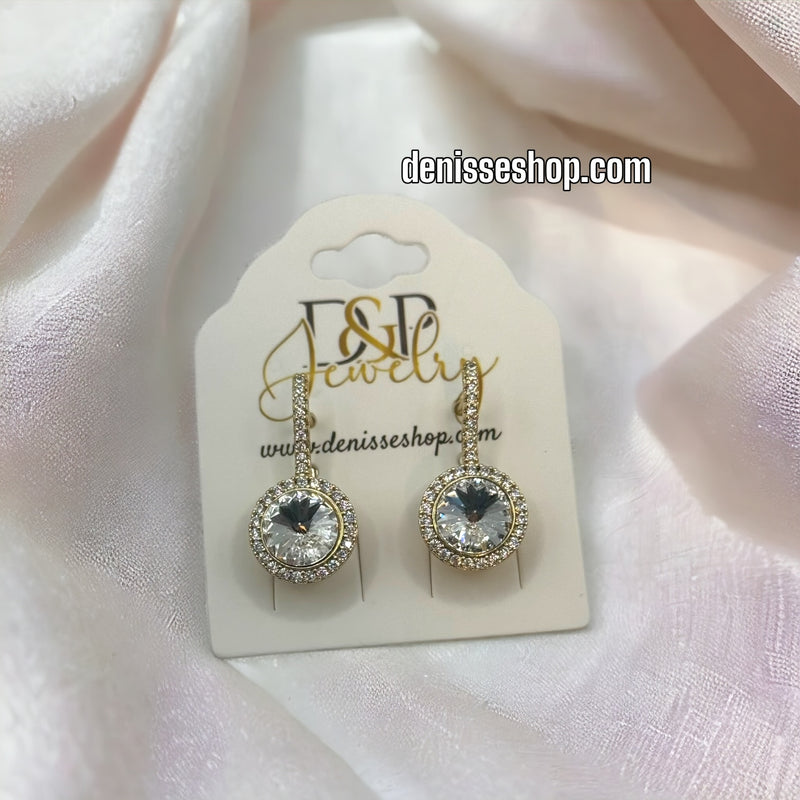 14k Elegant White Stone Earrings E342