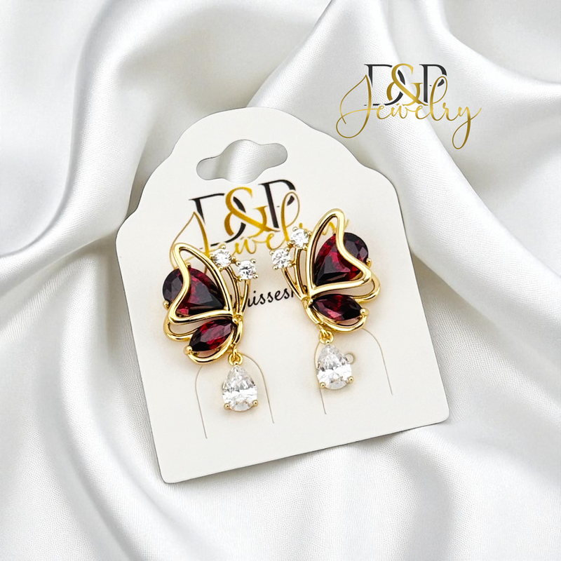 14K BUTTERFLY EARRINGS E972