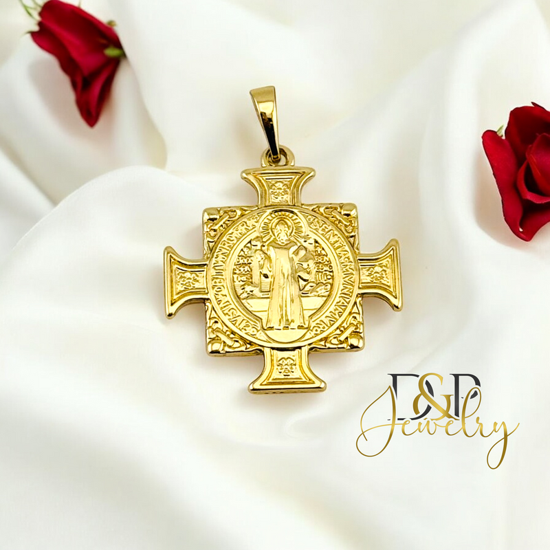 14K ST BENEDIC CROSS PENDANT P851