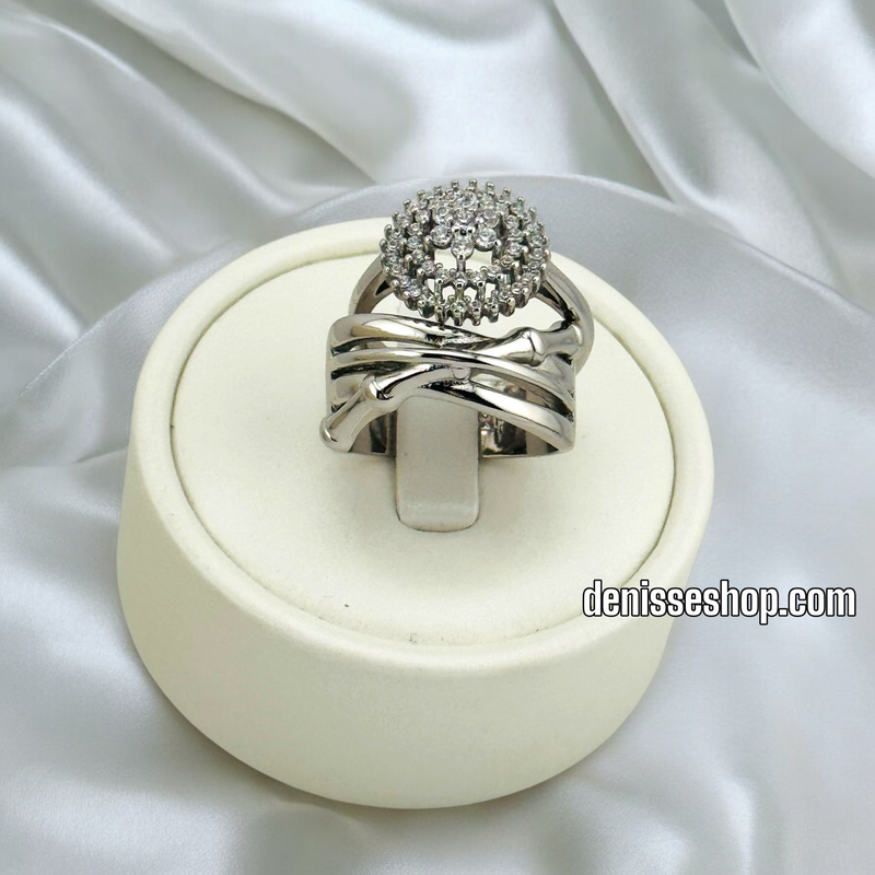 14K WOMEN/SILVER FASHION DOUBLE RING RG322