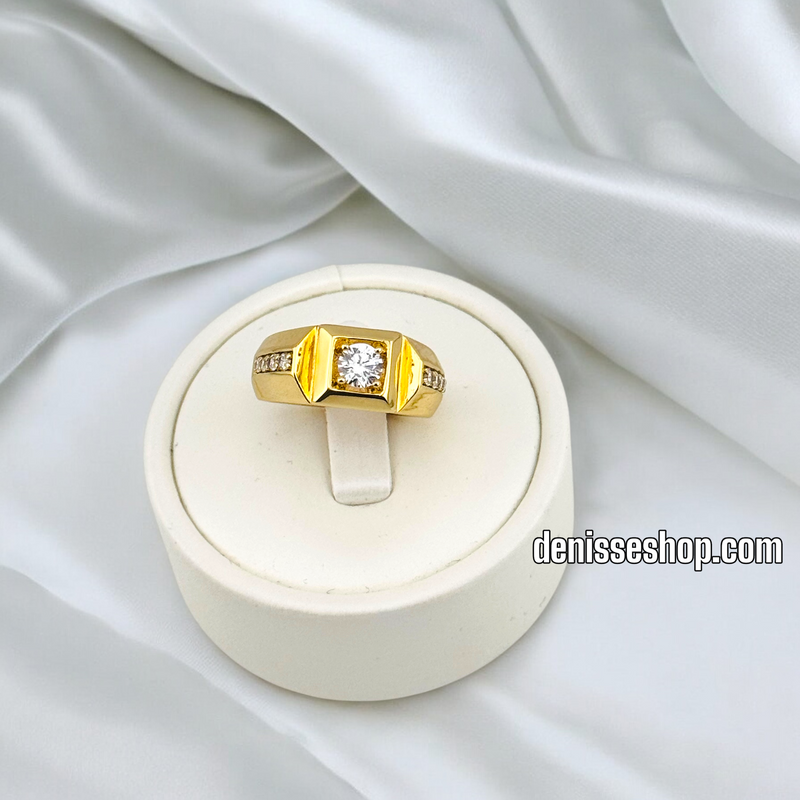 14K GOLD/ WHITE STONE MEN RING RG250