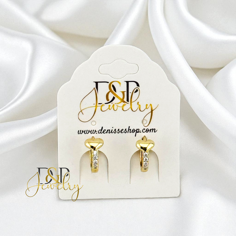 14K SMALL HEART HOOP EARRING HP844