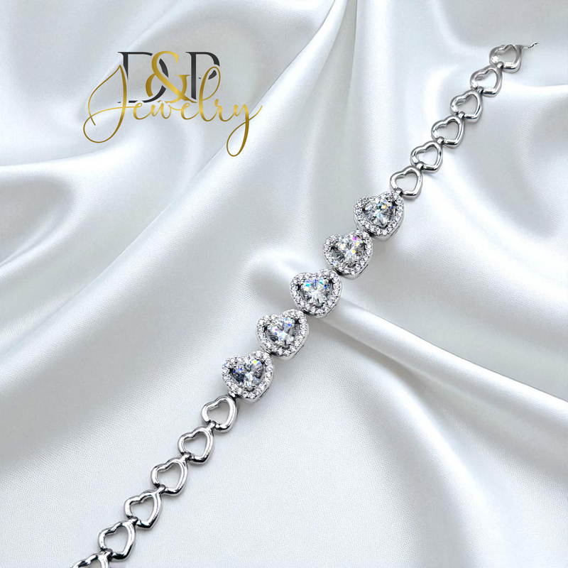 SILVER HEARTS AND MULTICOLOR BRACELET BR777