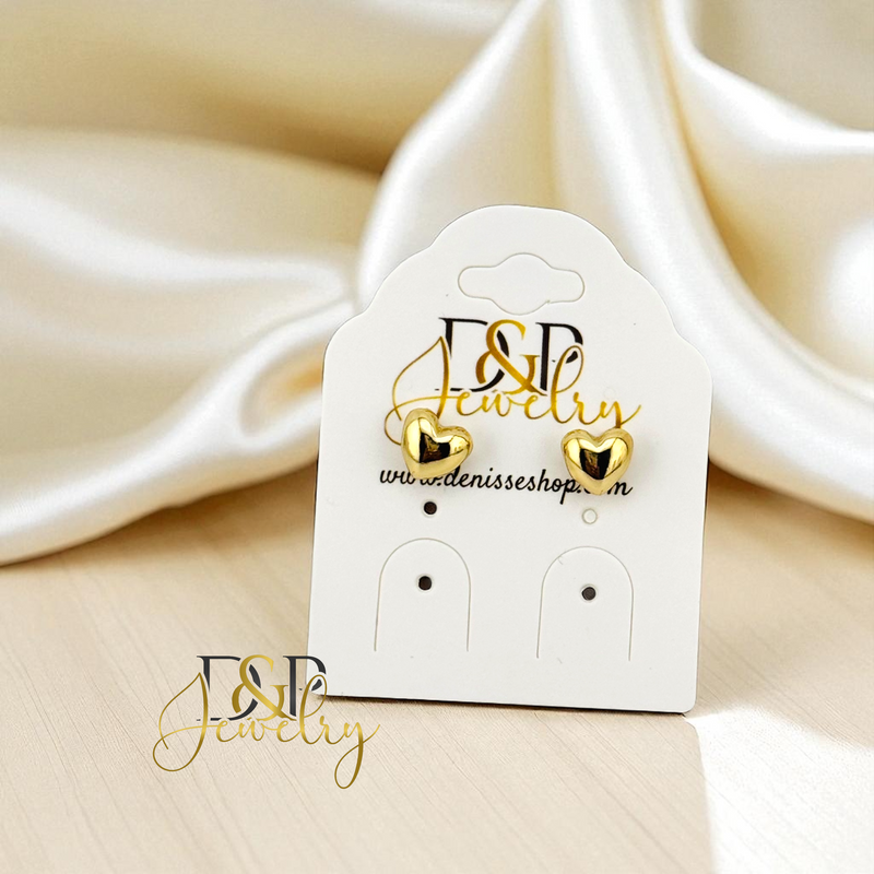 14K TINY HEART WHITE EARRING E897