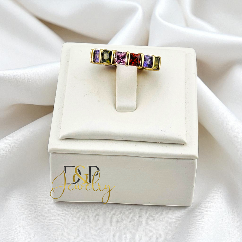 14K MULTICOLOR BAND RING RG421